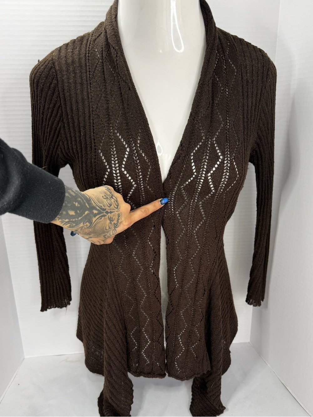 Lauren Michelle Brown Open-Front Knit Cardigan